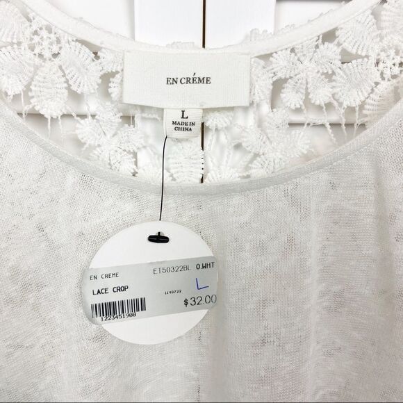 NWT En Cremé Sheer See Through Lace Backed Tank L - Picture 3 of 7